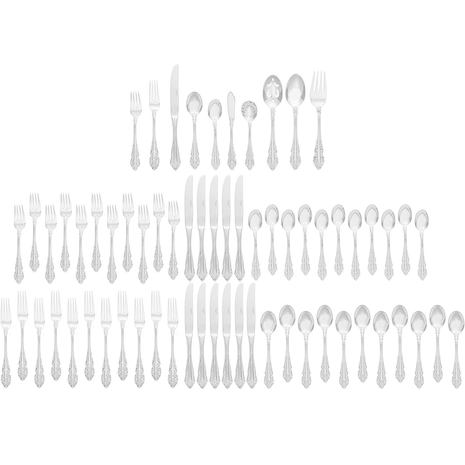 Wallace Antique Baroque 18/10 Stainless Steel 65pc. Flatware Set