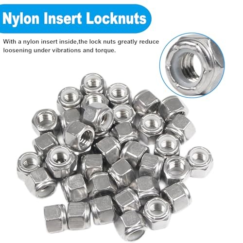 70PCS 5/16″-18 Nylon Insert Hex Lock Nuts,304 Stainless Steel 5/16″-18;70 PCS