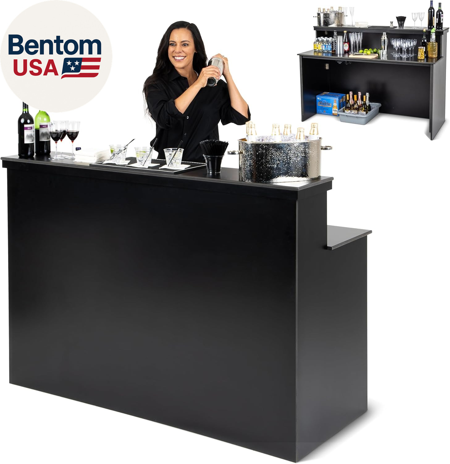 Elite Portable Bar Table for Events – Foldable Commercial Grade Wood – Pop up Mo