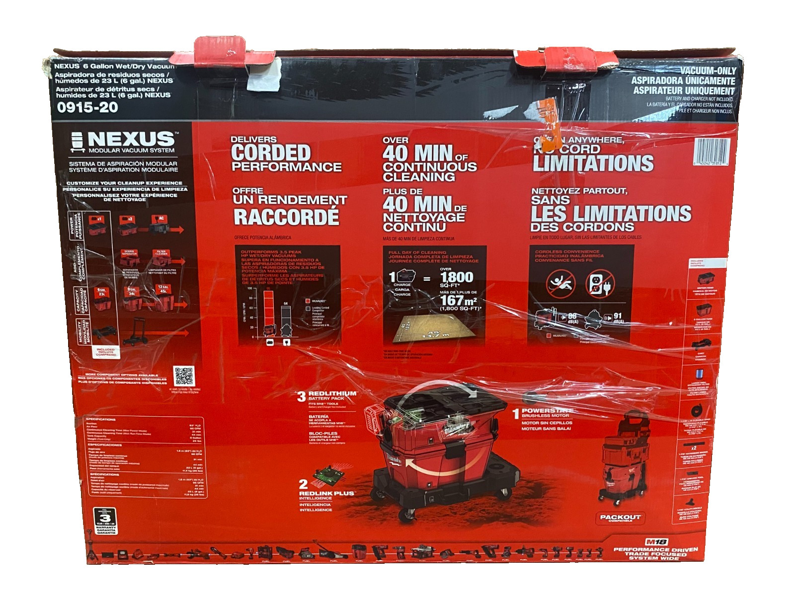 Milwaukee M18 FUEL NEXUS 6 Gallon Cordless Wet/Dry Vacuum 0915-20, NO BATTERY