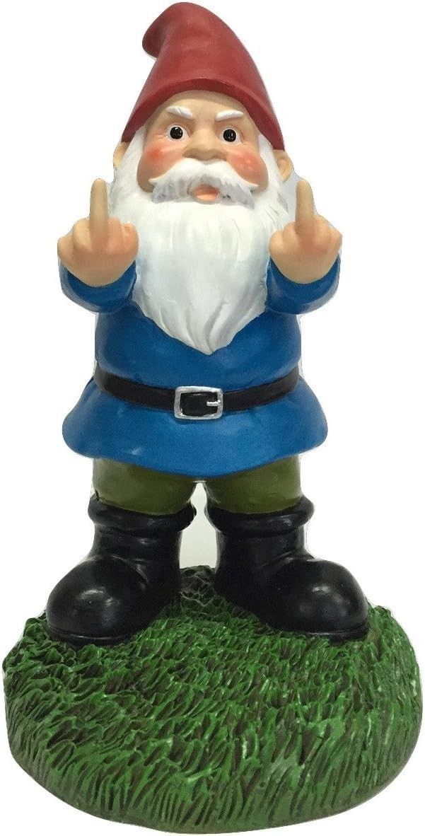 The 8.5in Naughty Gnome – Unique Middle Finger Statue for Garden