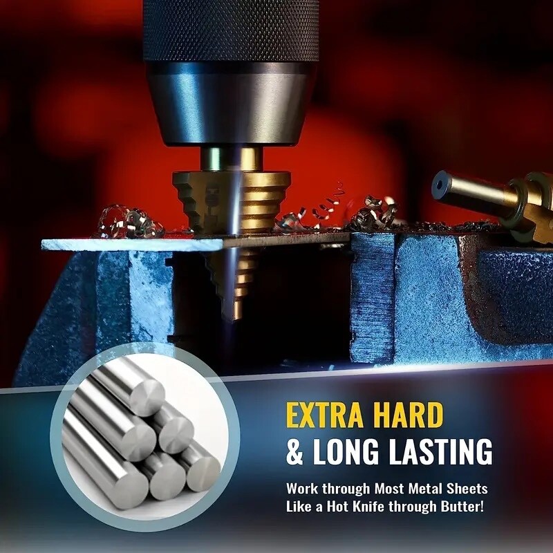NEIKO 10185A Titanium Step Drill Bit, High-Speed Alloy-Steel Bit, Hole Expander