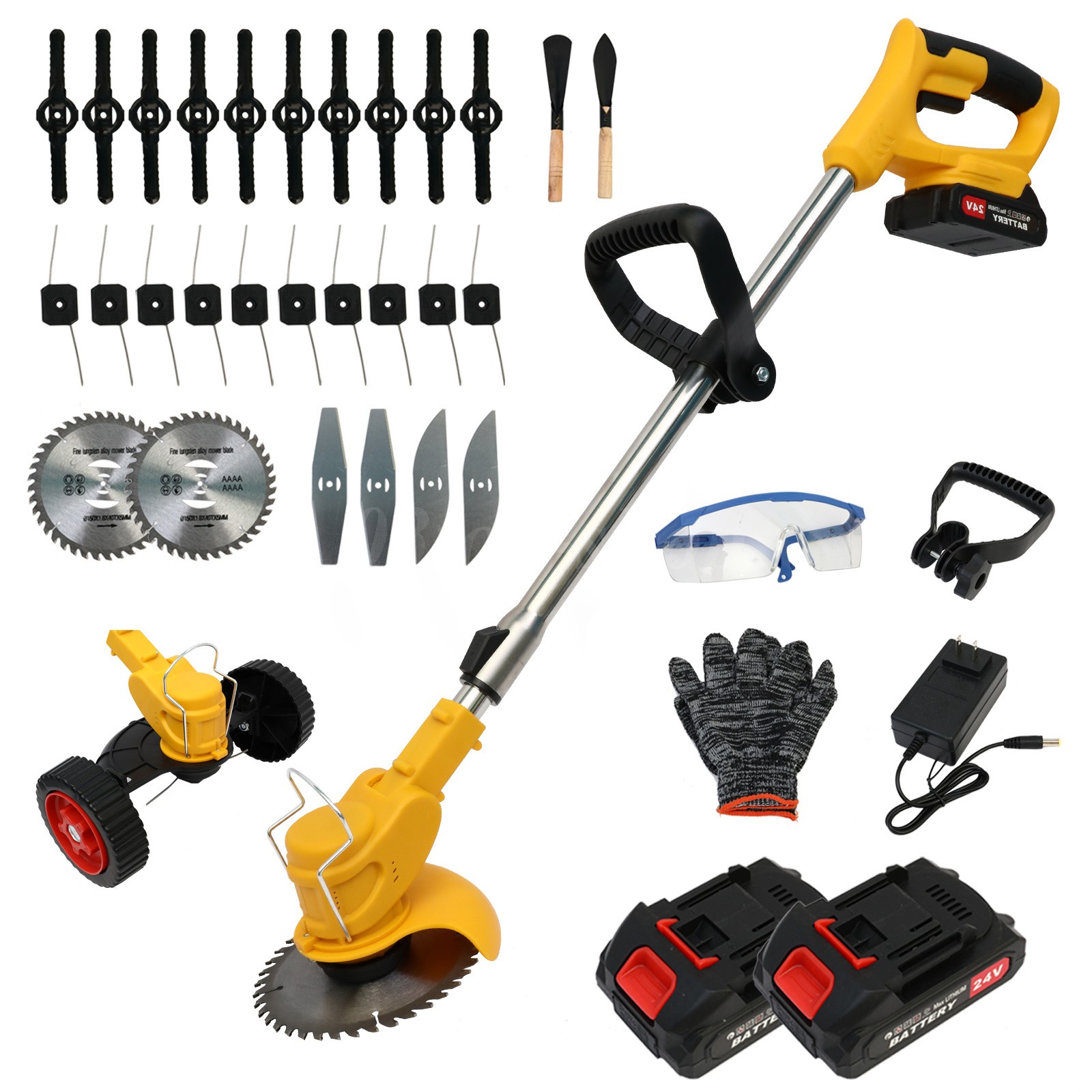 24V Cordless String Trimmer Weed Eater Electric Lawn Edger Grass Brush Cutter US