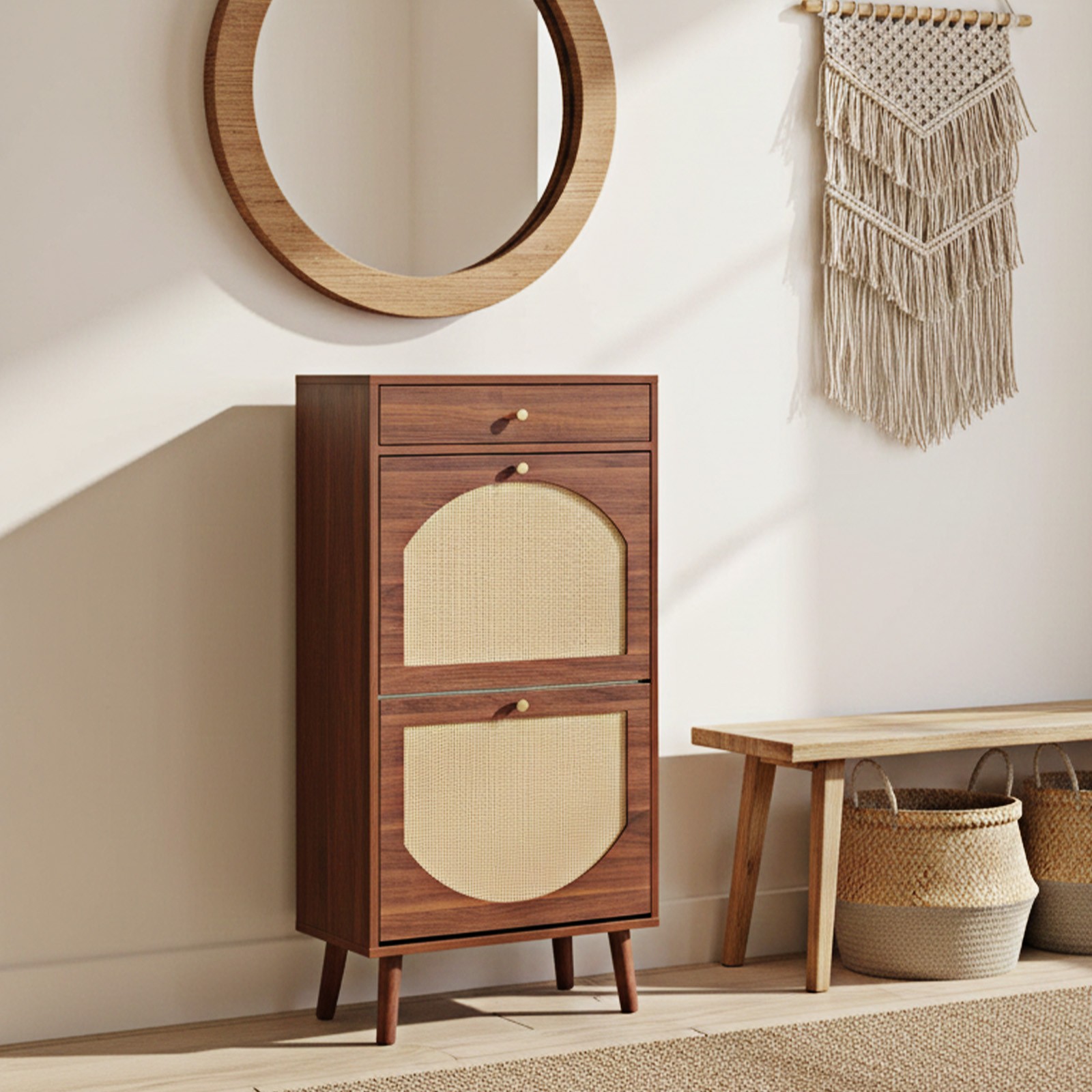 flip-top drawers, made of particleboard, 54*24*110cm, brown