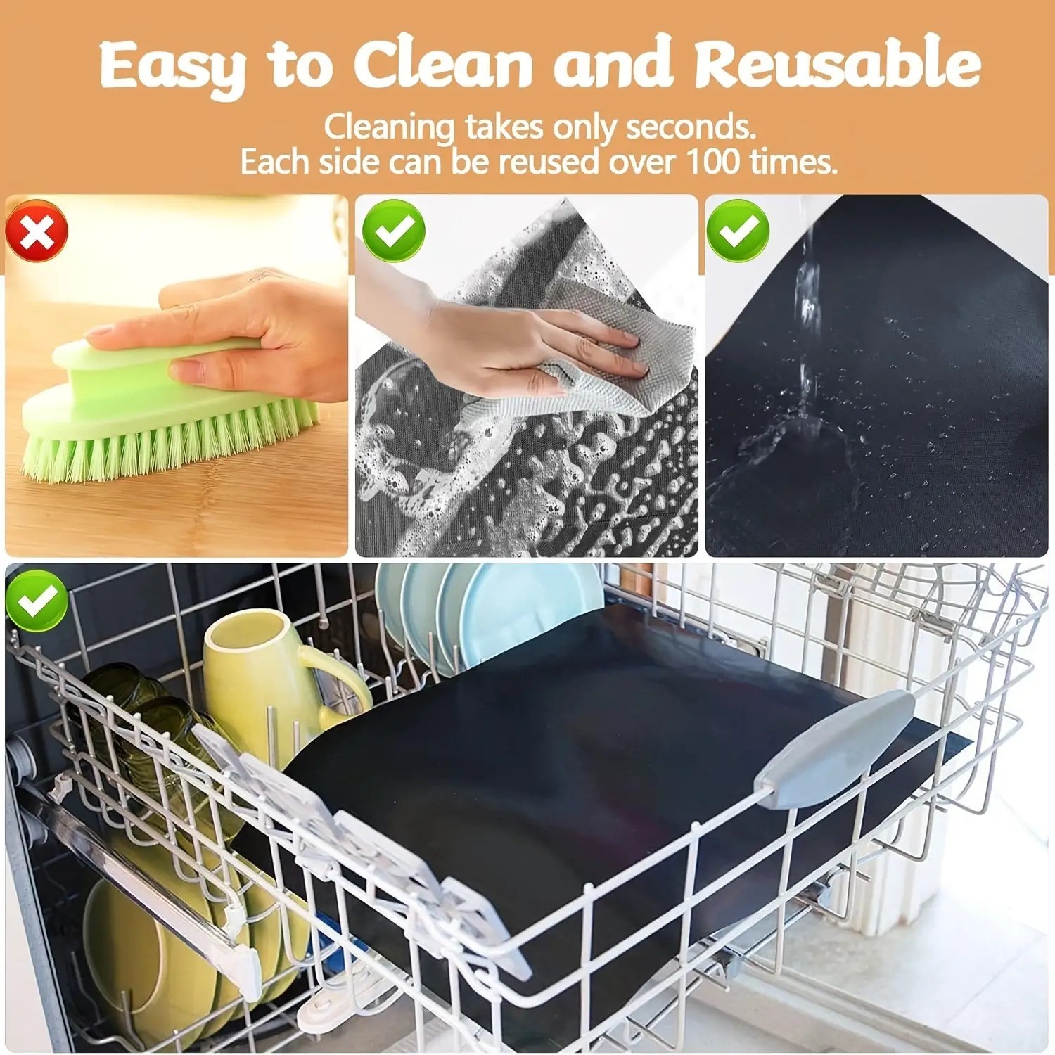 2-Pack Non-Stick BBQ Grill Mats Reusable Heat Resistant Easy to Clean