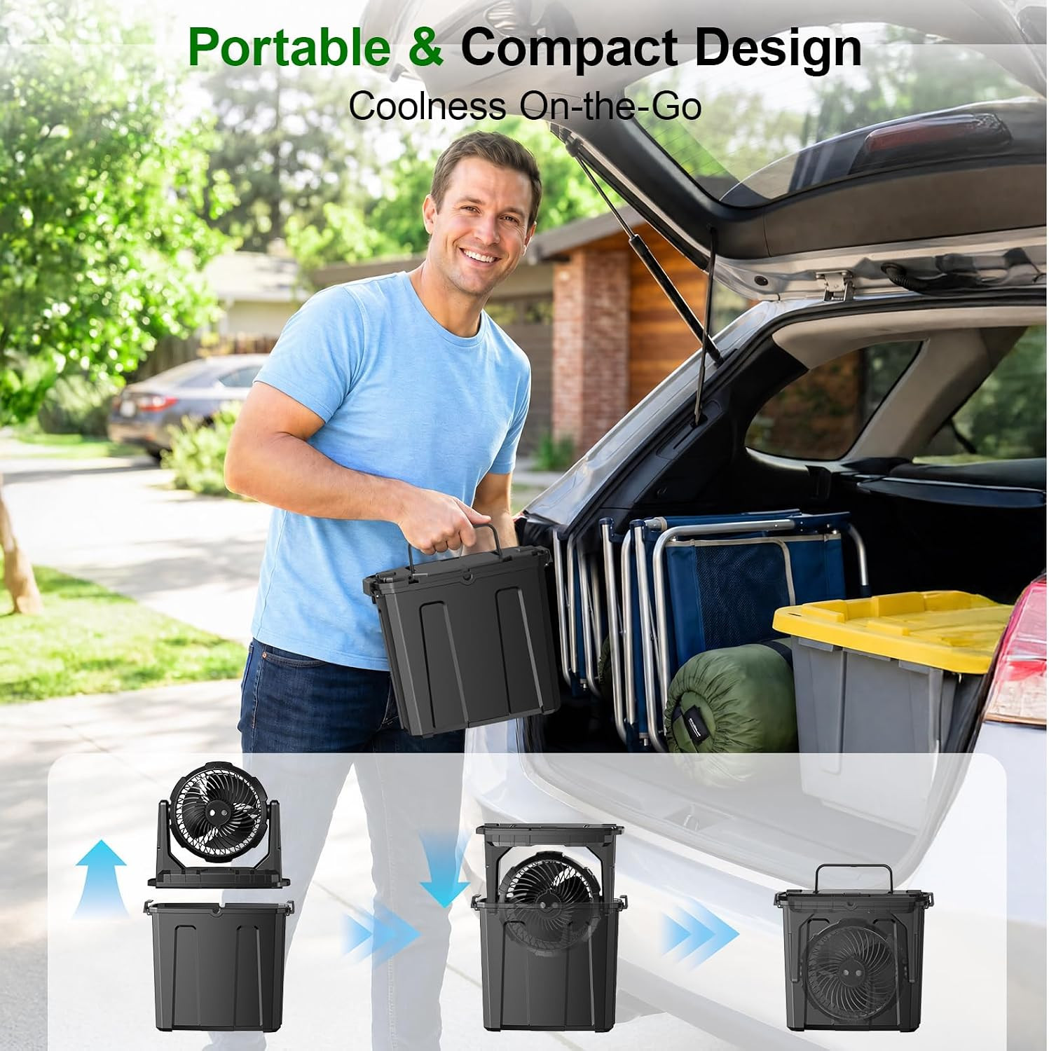 1.35 Gal Portable Misting Fan, Outdoor Fans for Patios, [Max 30H] Rechargeable