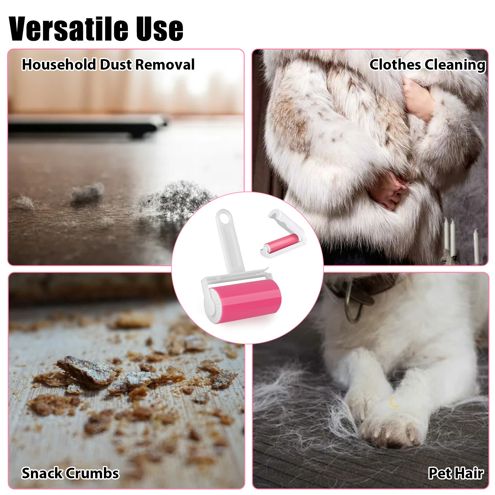 Sticky Lint Roller Clean Pet Hair Remover Washable Reusable Set of 2 Travel Size