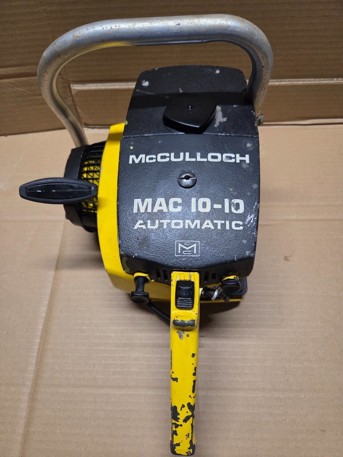 VINTAGE MCCULLOCH 10-10 CHAINSAW + 16″ BAR & BRAND NEW CHAIN AS IS FOR PARTS