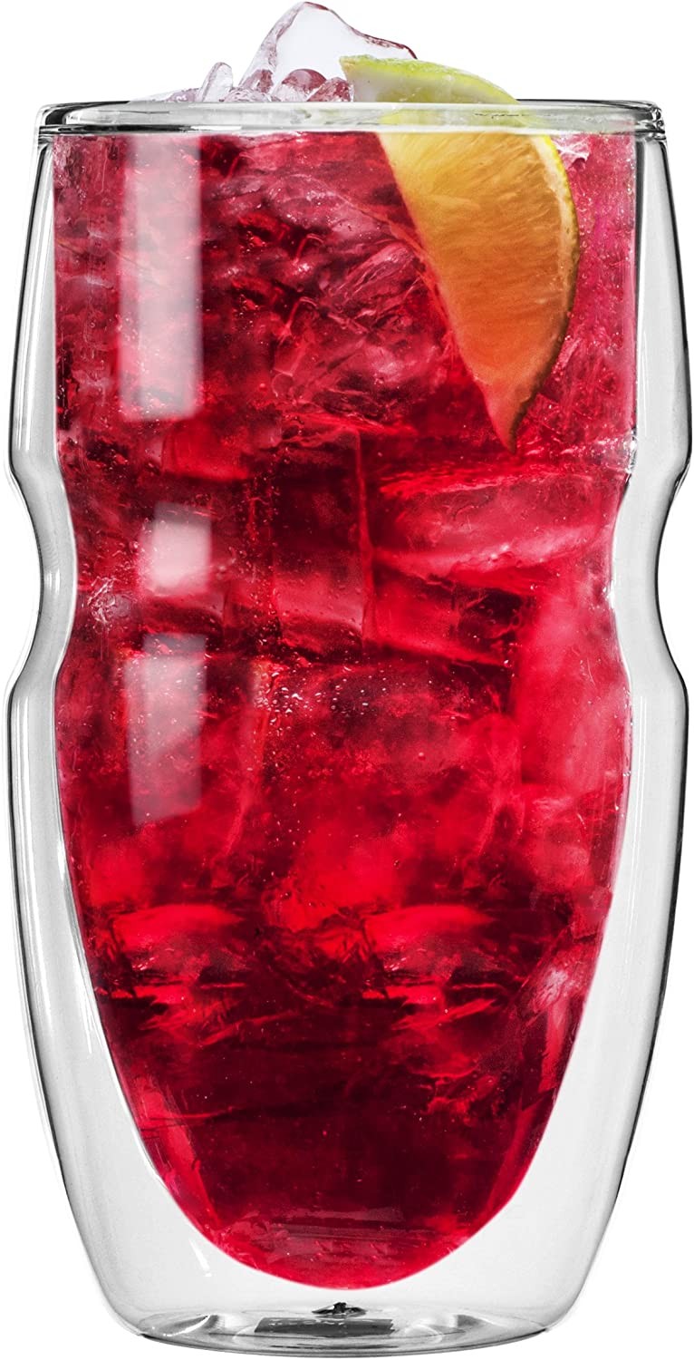 Ozeri Serfino Double Wall Thermal Insulated 16oz Glasses (Sets of 2, 4, or 6)