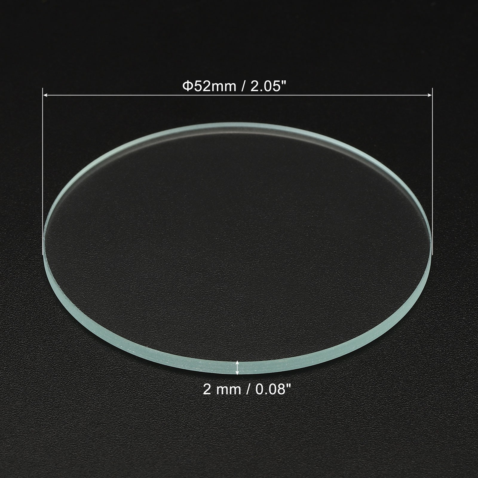 2Pcs 2.05″x0.08″ Dia Flashlight Glass Lens Polished Edge Glass Len Transparent