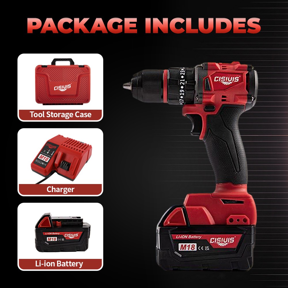 For Milwaukee M18 Battery Cordless Drill Driver Kit With Battery & Charger