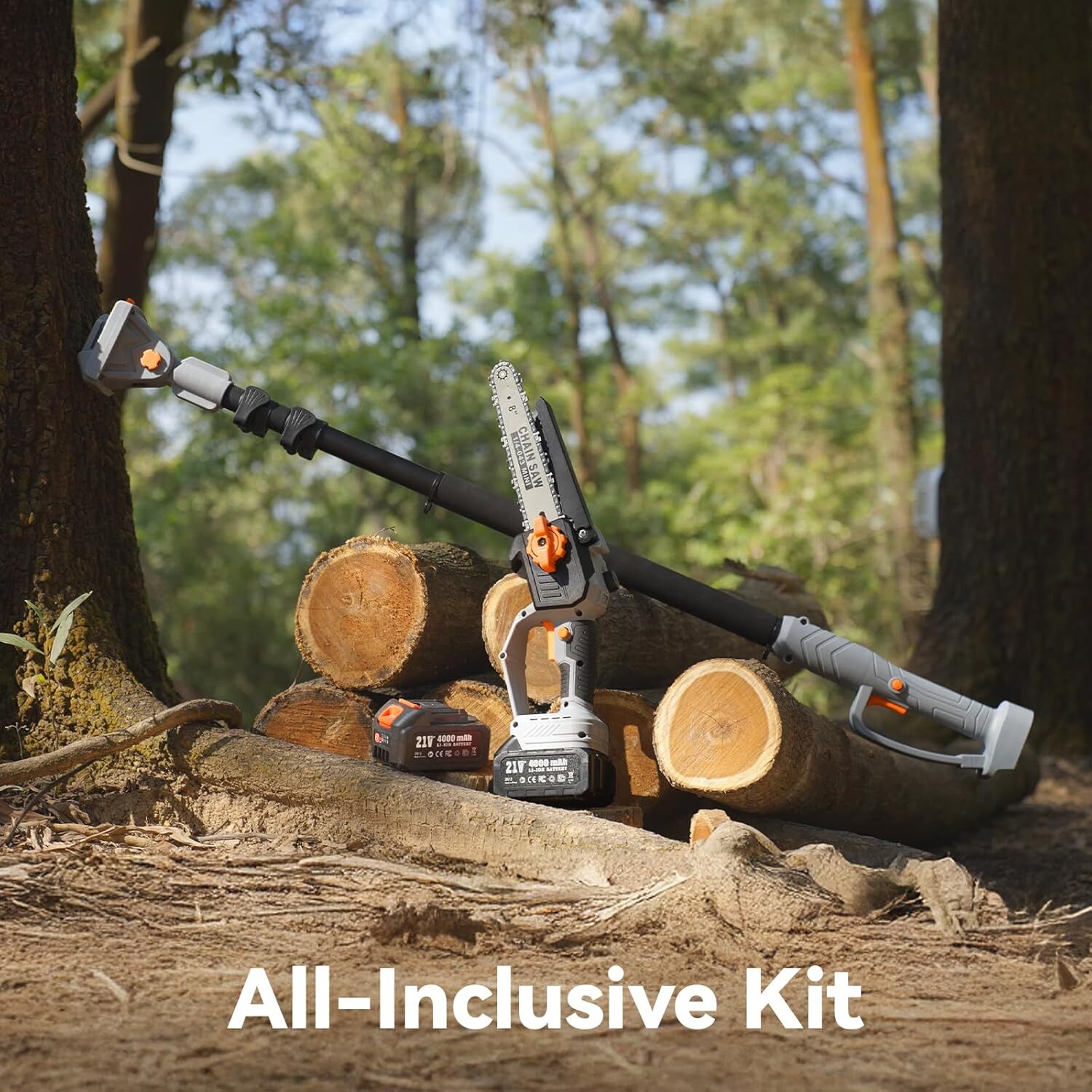 Taskstar Cordless Electric Brushless Pole Saw & Mini Chainsaw Max 15FT Reach