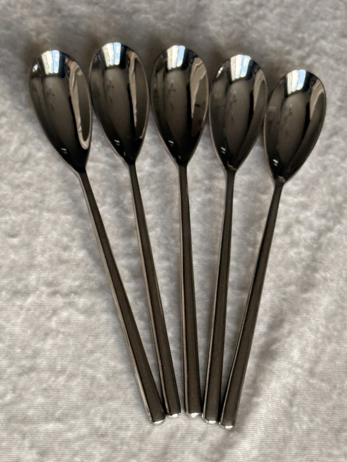 Set Of 5, Fortessa 7” Dragonfly Serving Spoons W/ contemporary, slender handle.