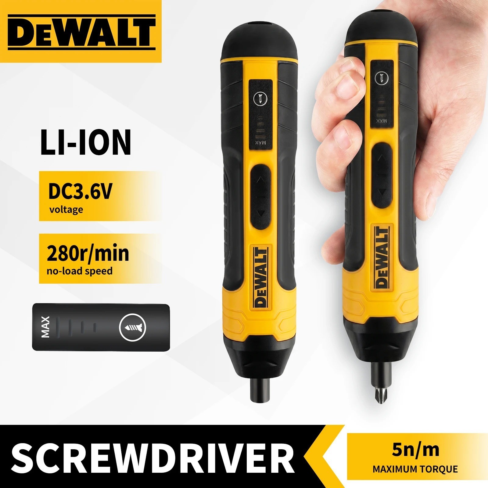 3.6V Cordless Electric Screwdriver 1/4 Hex Quick-Change 5N.m USB-C LED Bare Tool