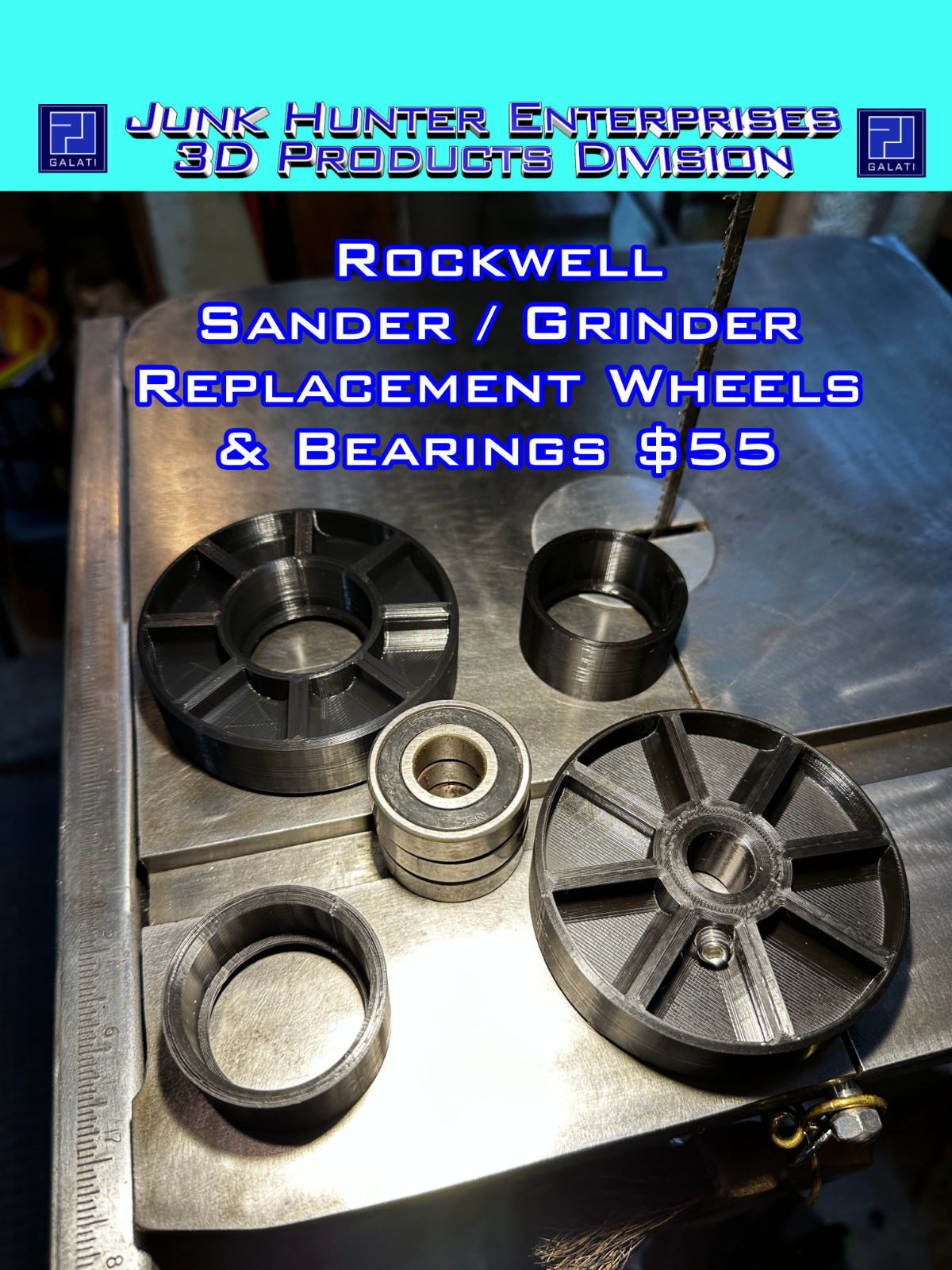 DELTA ROCKWELL 1″ X 42″ Belt Sander Grinder Wheel Set with or Without Bearings
