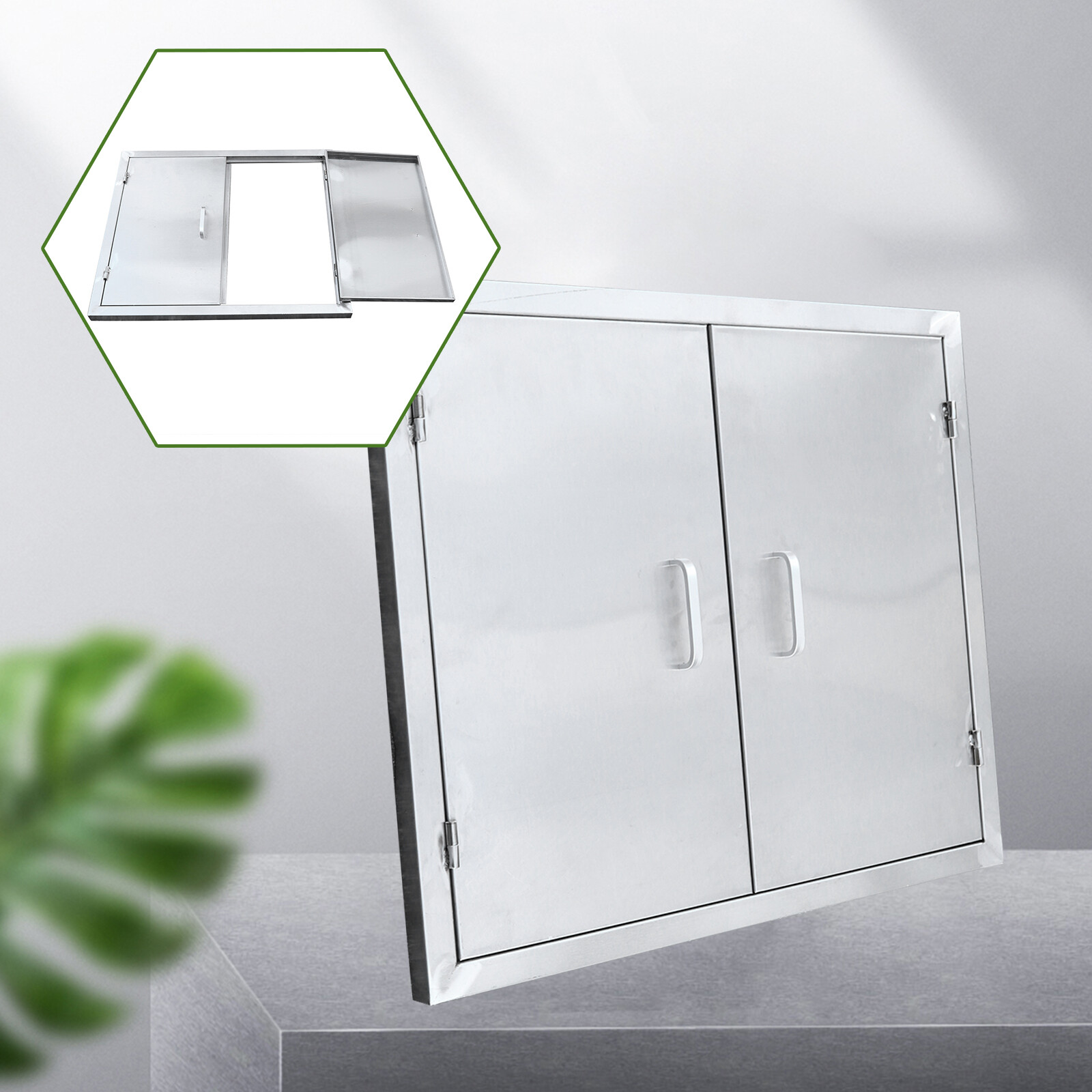 Stainless Steel Double Doors Access Outdoor Kitchen Island Door Drawer BBQ Grill
