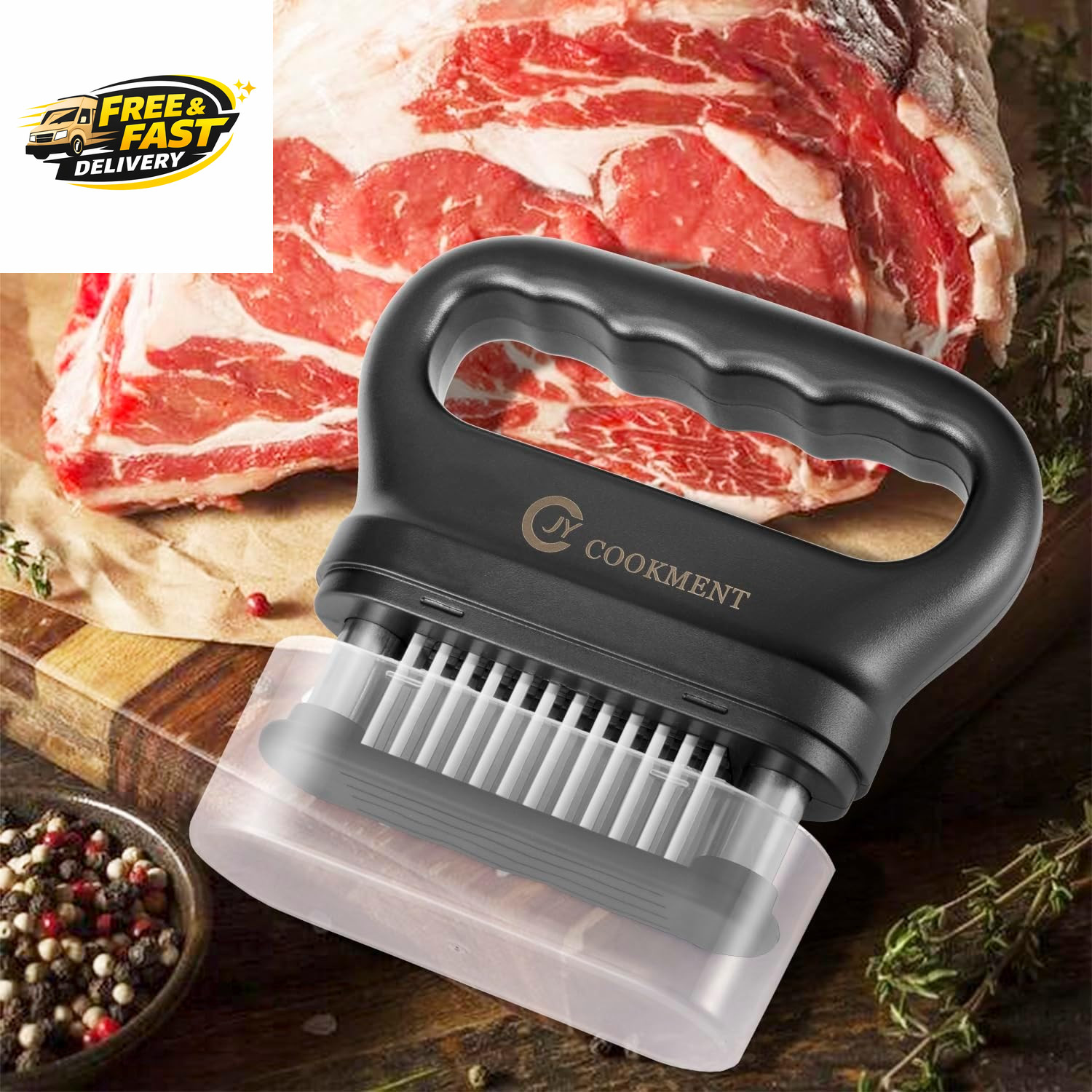 Meat Tenderizer Tool with 48 Stainless Steel Ultra Sharp Needle Blades, Kitchen