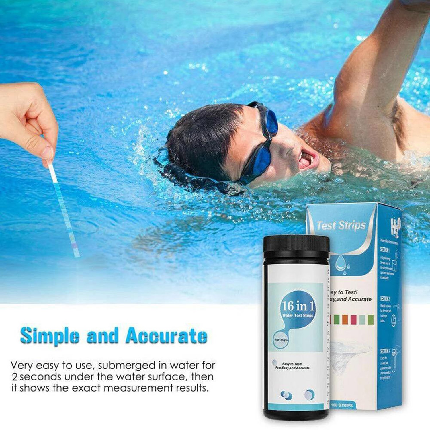 16 in 1 Water Test Kit Strips 100 Count Home Drinking Tap Water Quality Test US