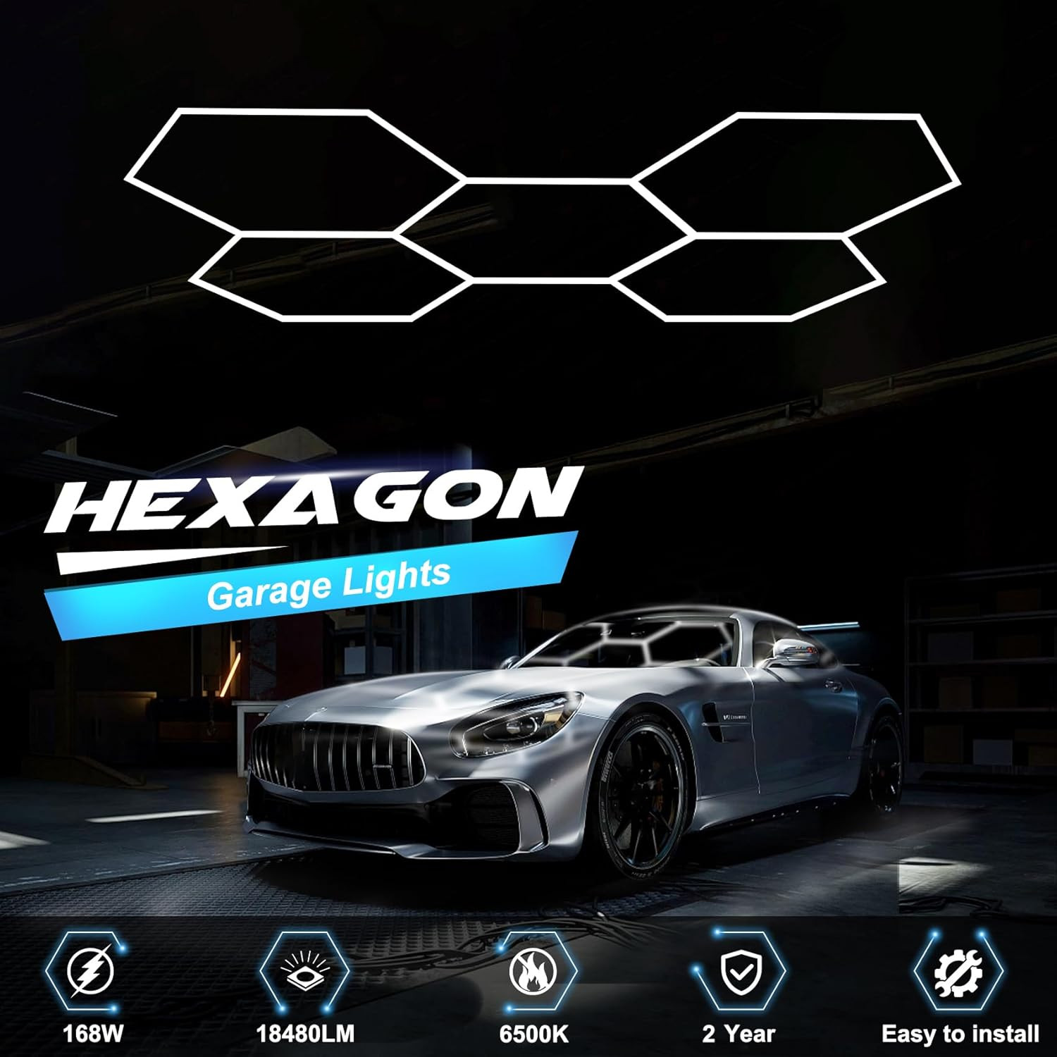 Hexagon Garage Lights 5 Hex, Hexagon LED Gym Lights