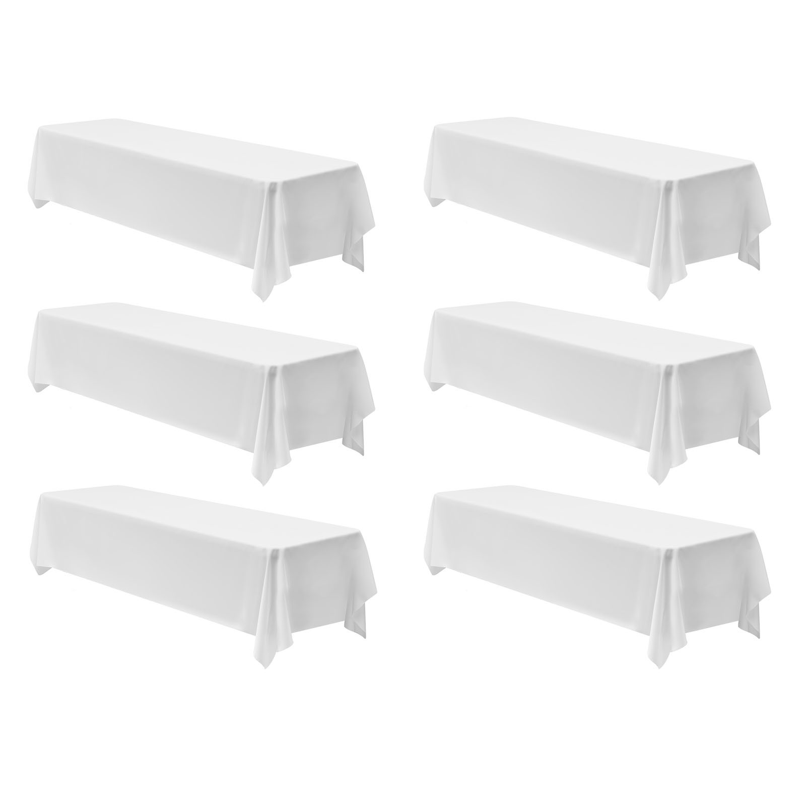 Uimoso 90×132 Inch White Rectangular Tablecloth for Weddings, Parties, 6 Pack