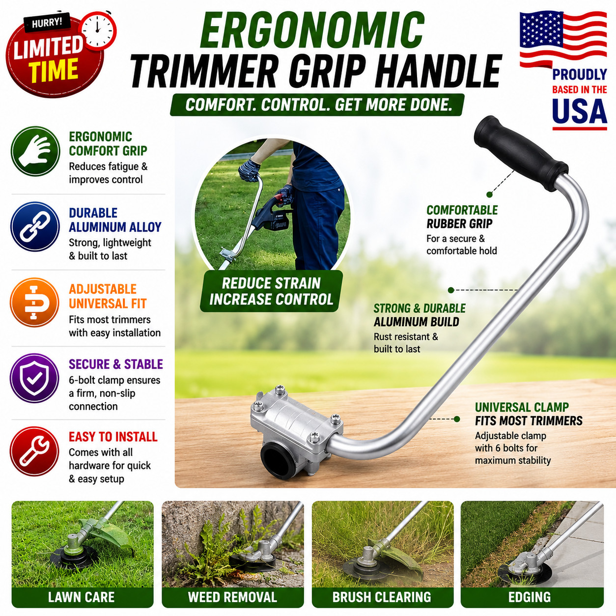 Ergonomic Trimmer Grip String Trimmers Handle Weed Eater Handle Extension Tools