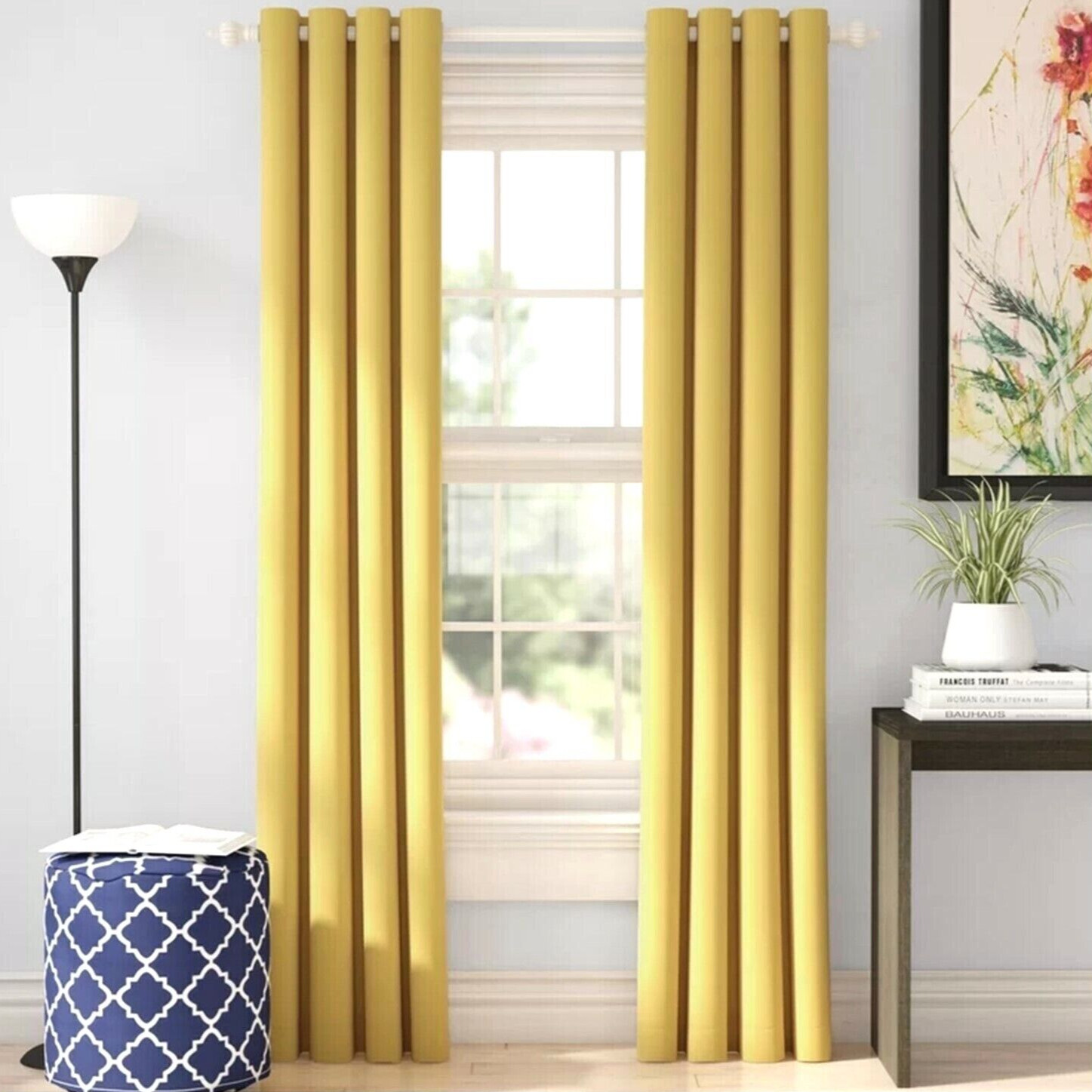 Heavy Thick Solid Grommet Panel Window Curtain Drapes Blackout 2 PC & 2 Tiebacks