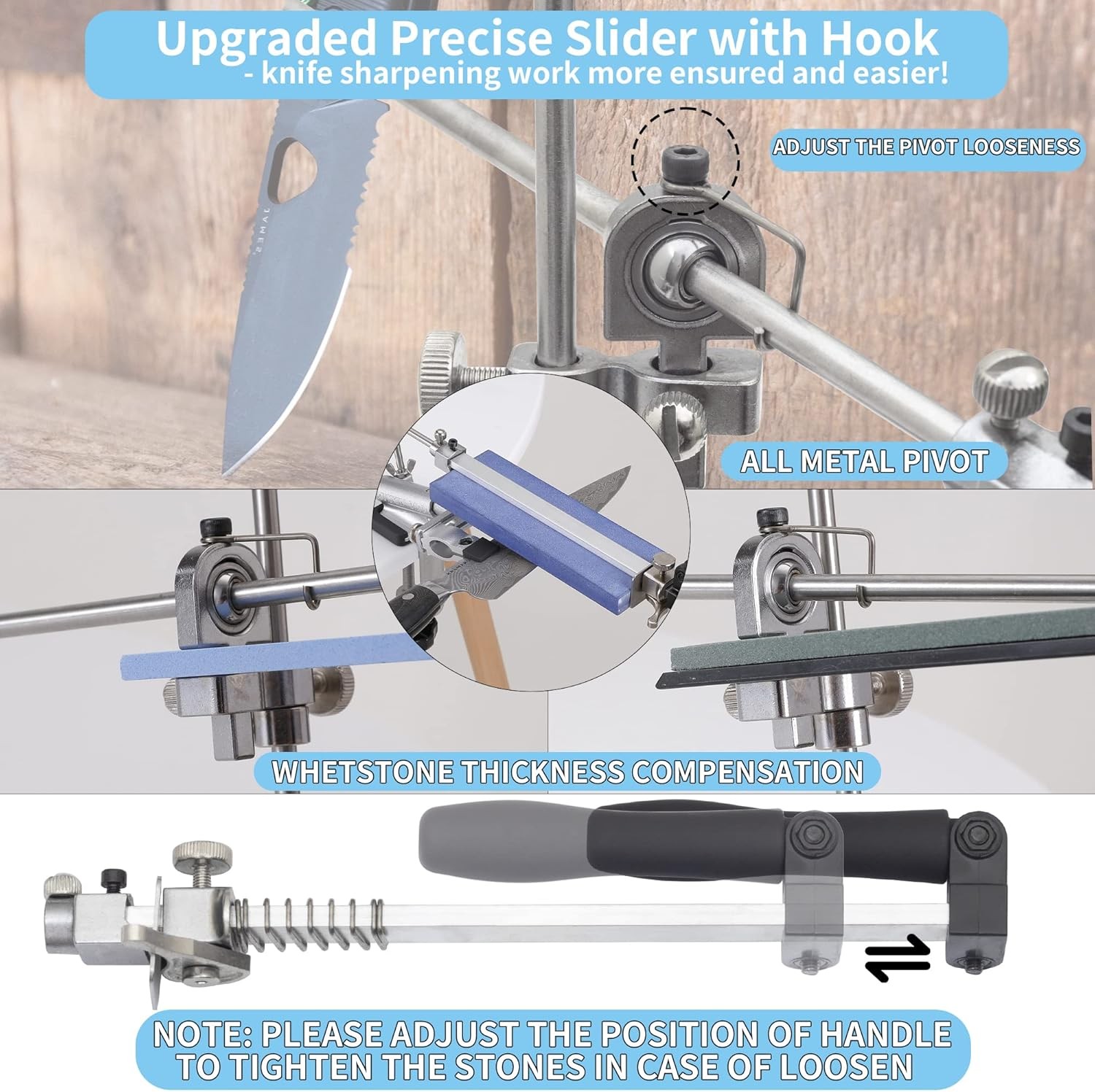 Knife Sharpening System, RX-009 Precision Knife Sharpener, 360° Flip Rotation,