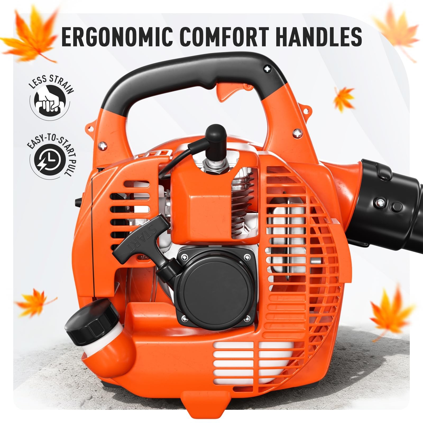 63CC Gas Backpack Leaf Blower 665 CFM 200 MPH Variable Speed Easy Start for Yard