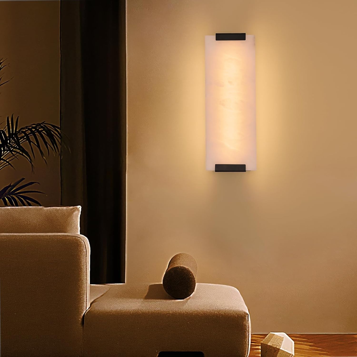 Homluce 14.2in Alabaster Wall Sconces Large Natural Marble Wall Sconces Set of 2
