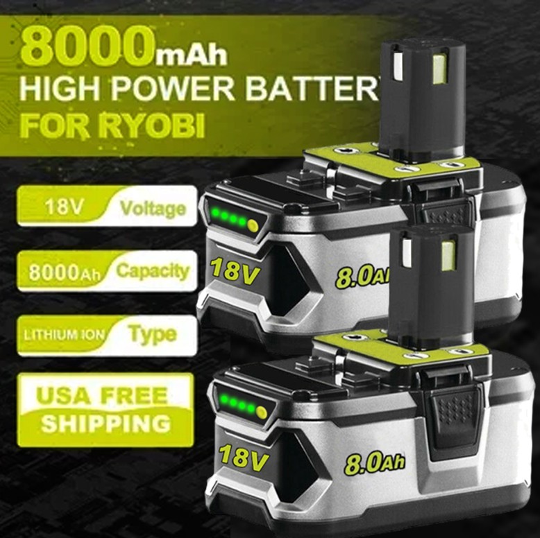 2Pack Lithium-ion For RYOBI P108 18V One Plus High Capacity Battery 8Ah 8000mAh