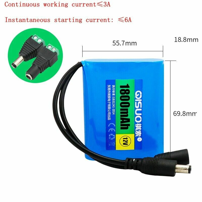 New DC 12V 1500-30000mAh Rechargeable Li-Battery Pack for LED Light Bar Robotics