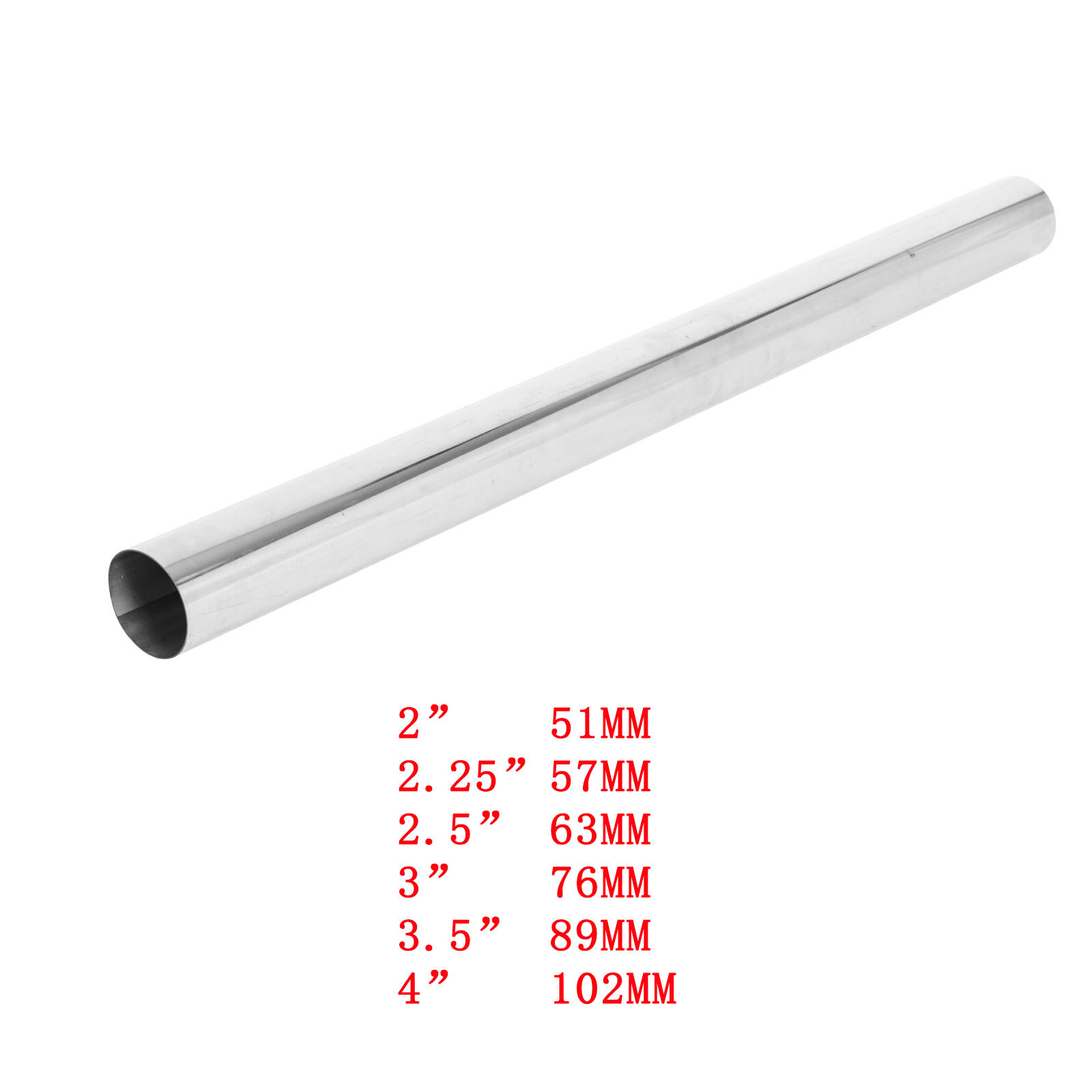 2” 2.25” 2.5” 3” 3.5” 4” T304 Stainless Steel Straight Pipe Tube 35” Long