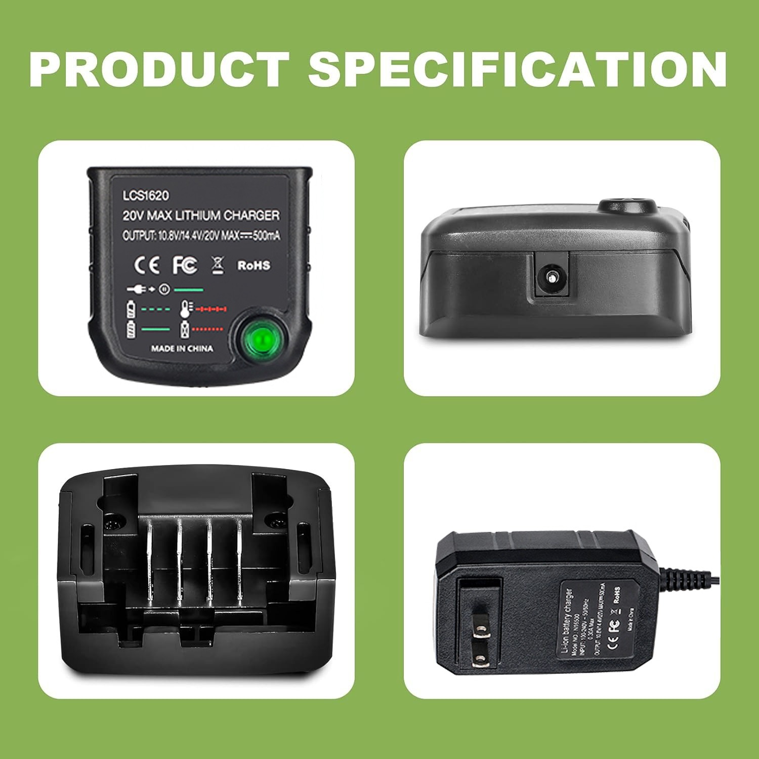 LCS1620 Charger for Black and Decker 20v max Charger 20V Lithium Battery LBXR20
