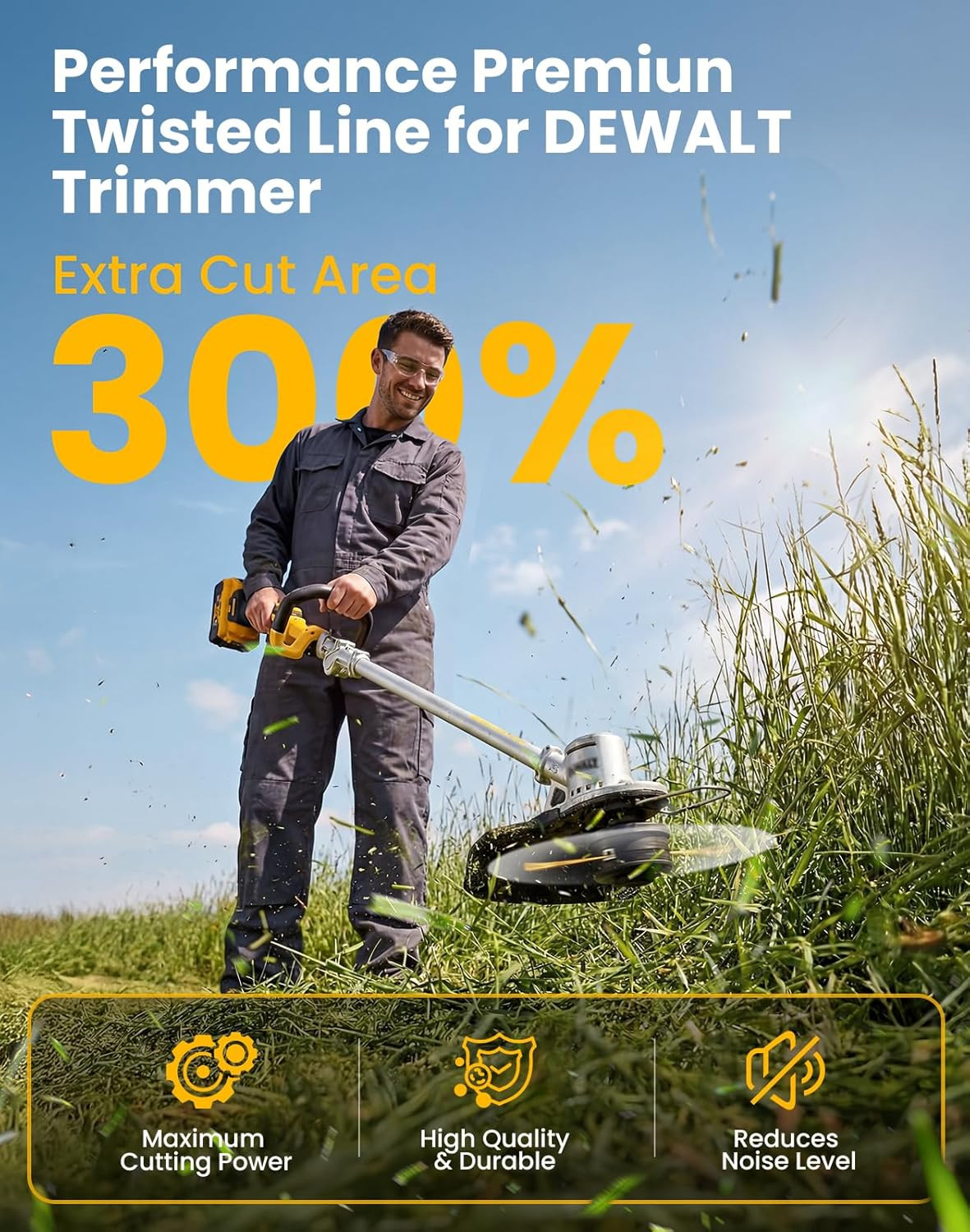 Trimmer String Compatible with DEWALT Trimmer, 0.08-Inch 168FT Twisted String Tr