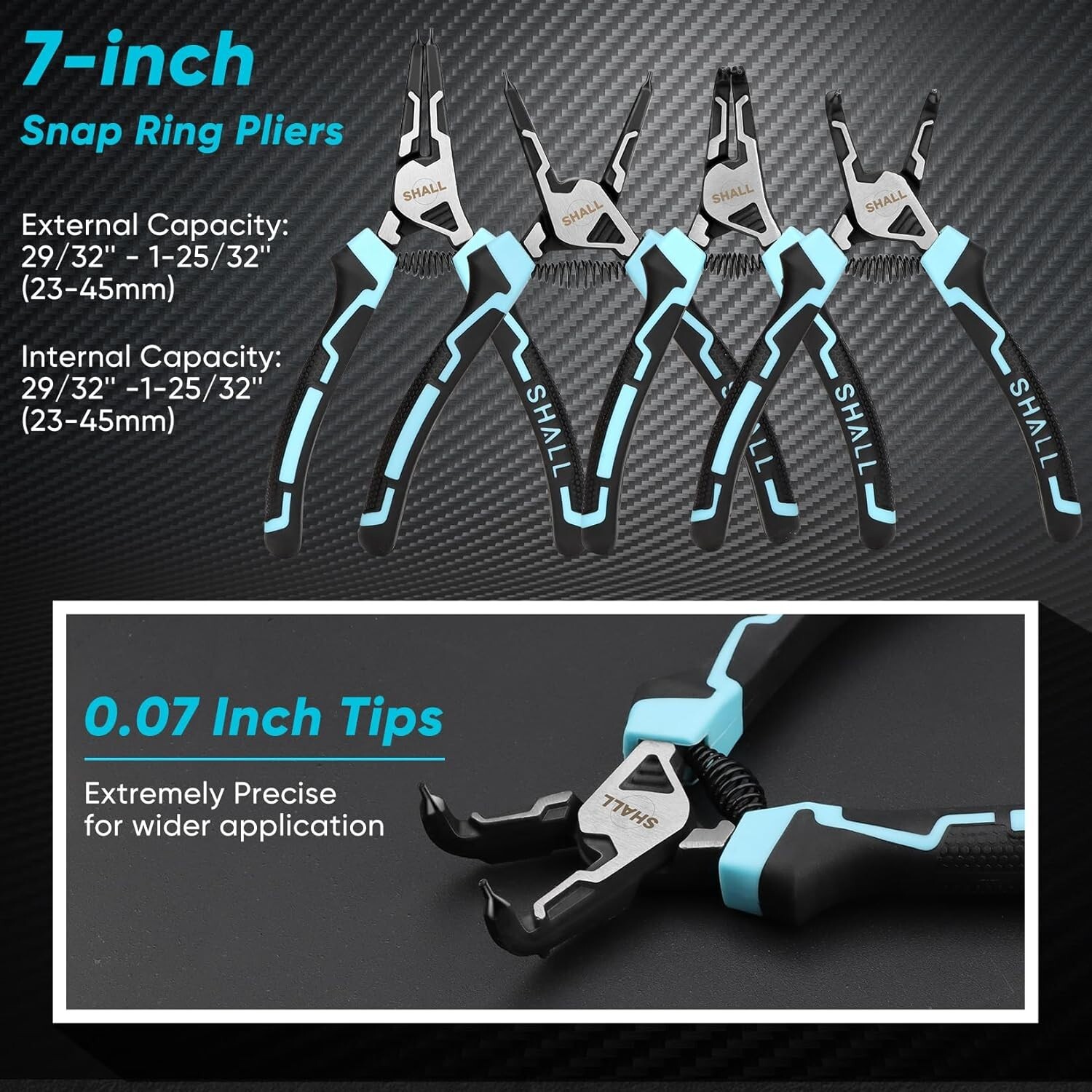 SHALL Snap Ring Pliers Set, 4PCS Heavy Duty 7 ” Internal External Circlip Pliers