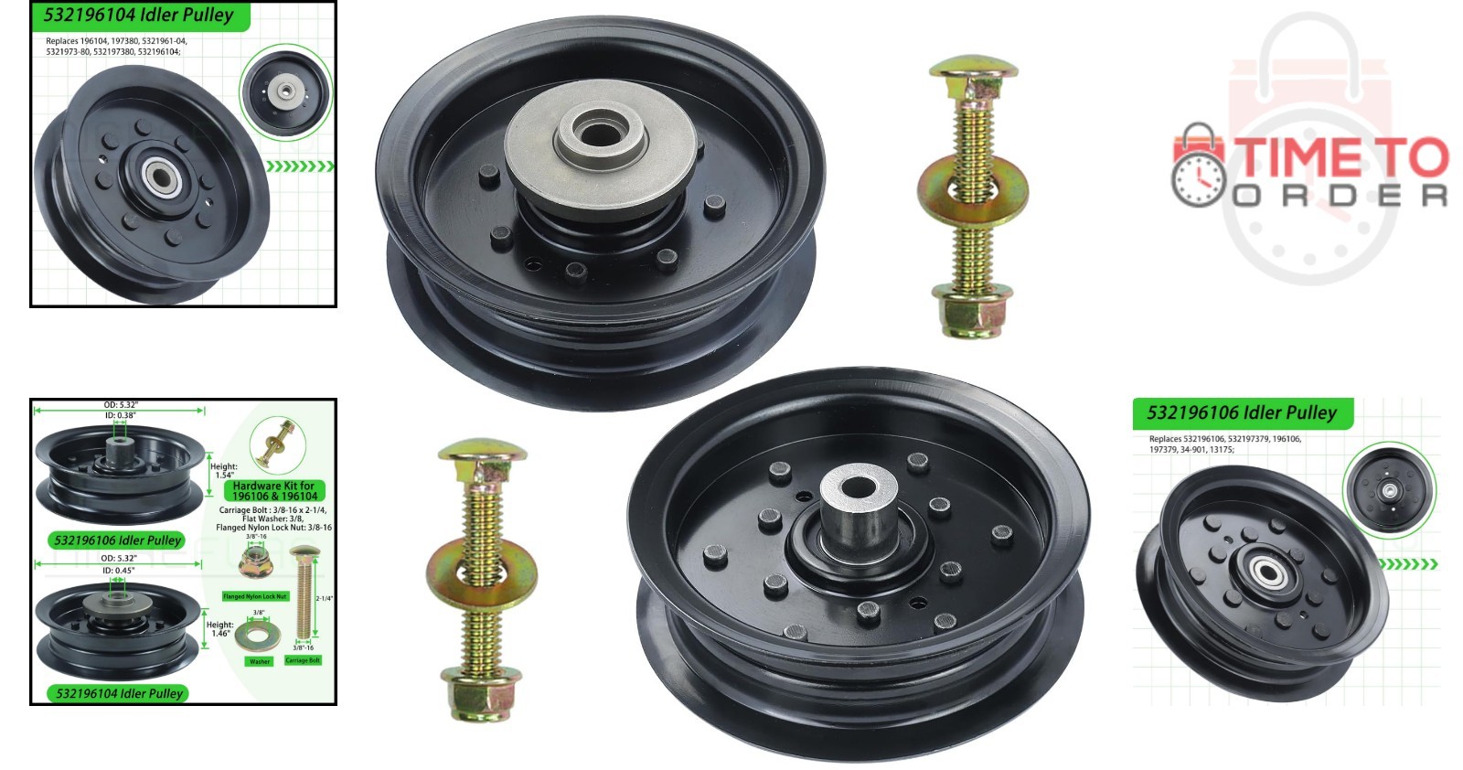 Husqvarna Idler Pulley Set Metal 5.32 in Deck Belt for Lawn Mowers Rides