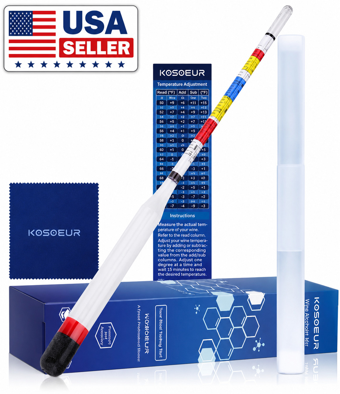 Kosoeur Triple Scale Hydrometer Alcohol Hydrometer for Wine Mead Kombucha & Beer
