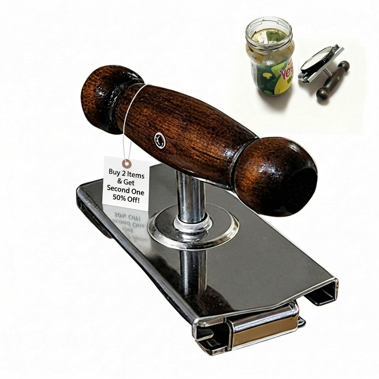 Heavy-Duty Cap Crack Jar Opener for Senior – Strong Grip Oak Wood Handle
