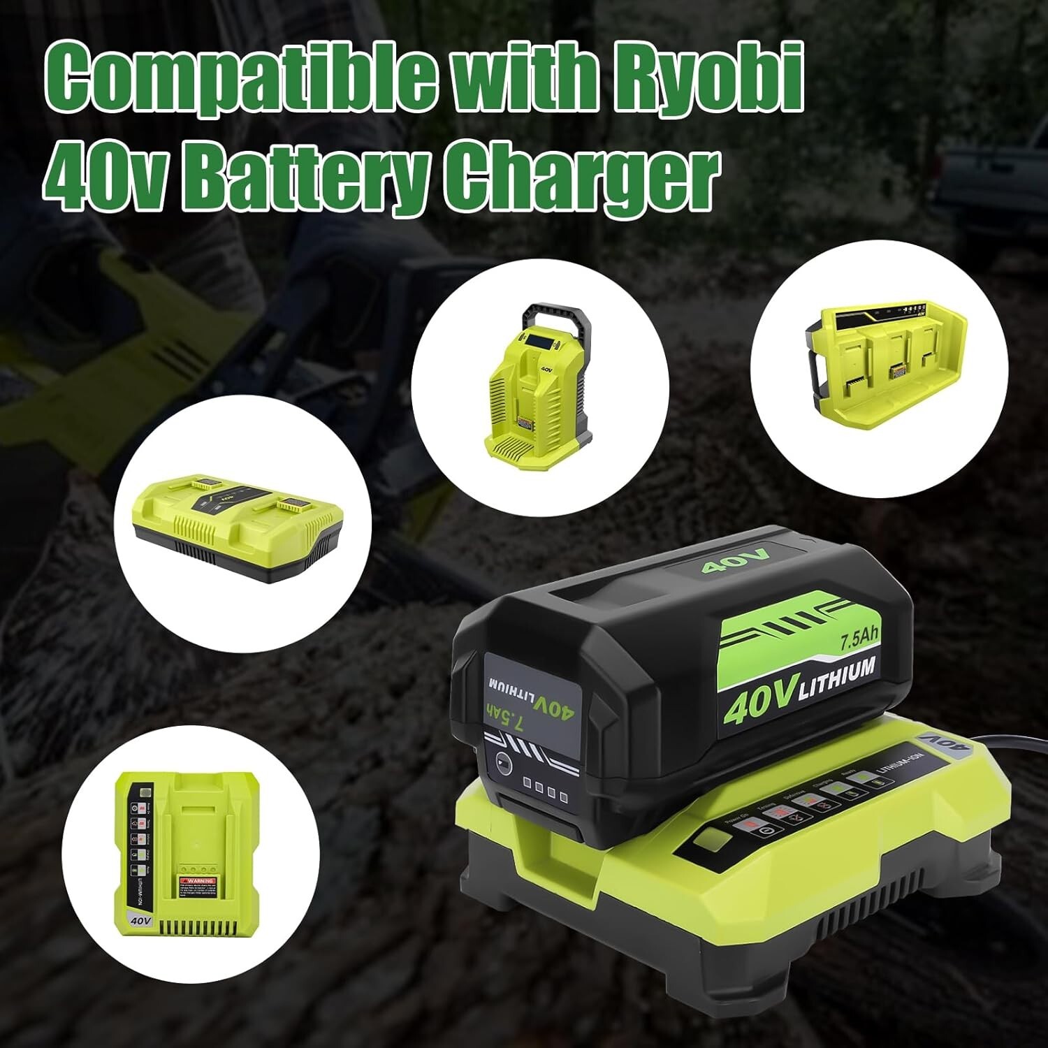 For Ryobi 40-Volt 7.5Ah High Capacity Lithium-Ion Battery OP40753 /Rapid Charger