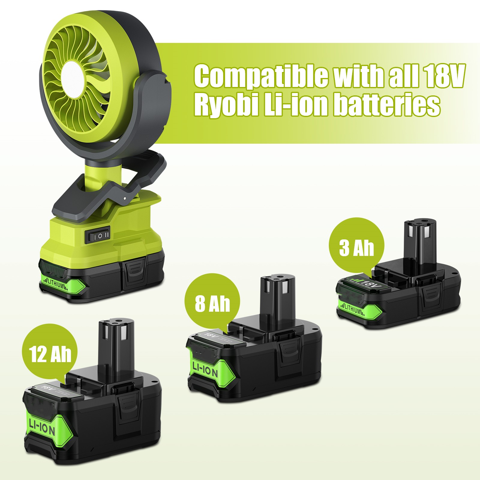 (1-2PCS) 8.0AH For RYOBI 18V ONE PLUS Battery Cordless Hybrid Tool Fan P108 P107