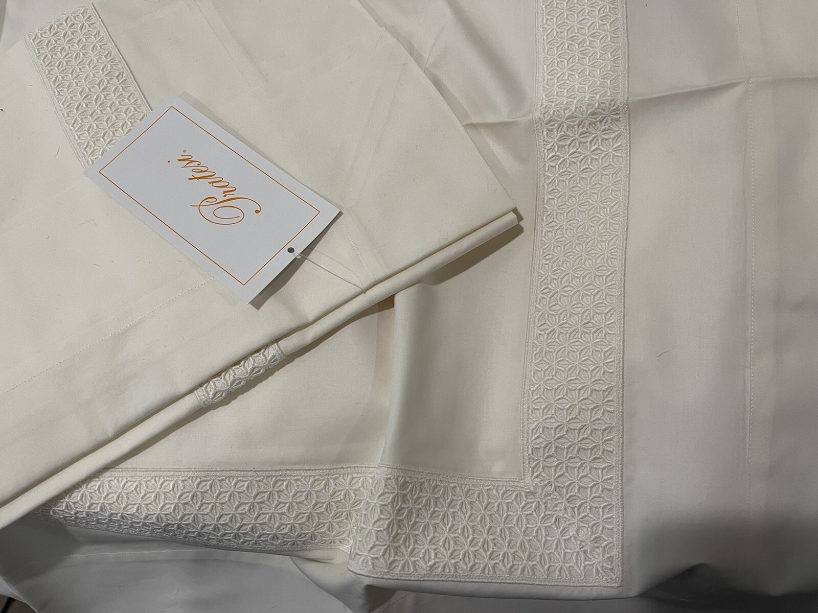 $700 Pratesi Italy New 1pc Euro Sham Origami Embroidery Ivory ONE