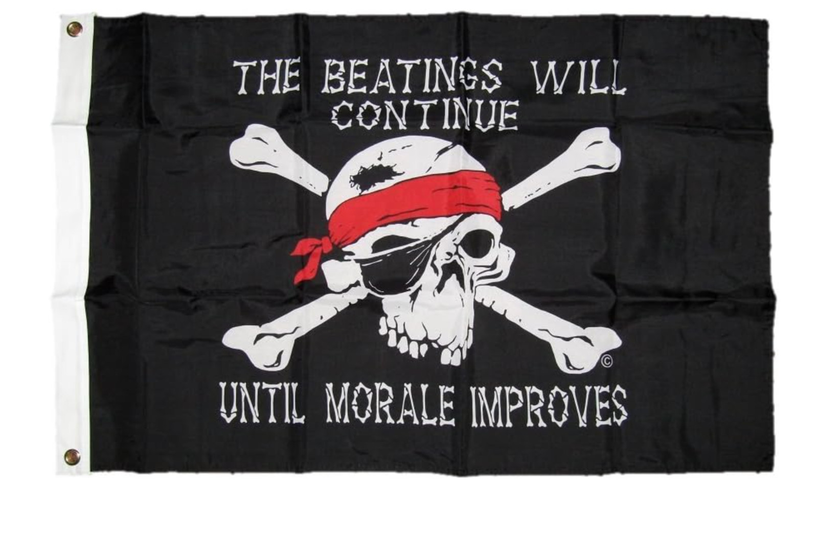 NEW Jolly Roger Pirate Beatings Will Continue Morale Improve Nylon Flag 3′ X 5′