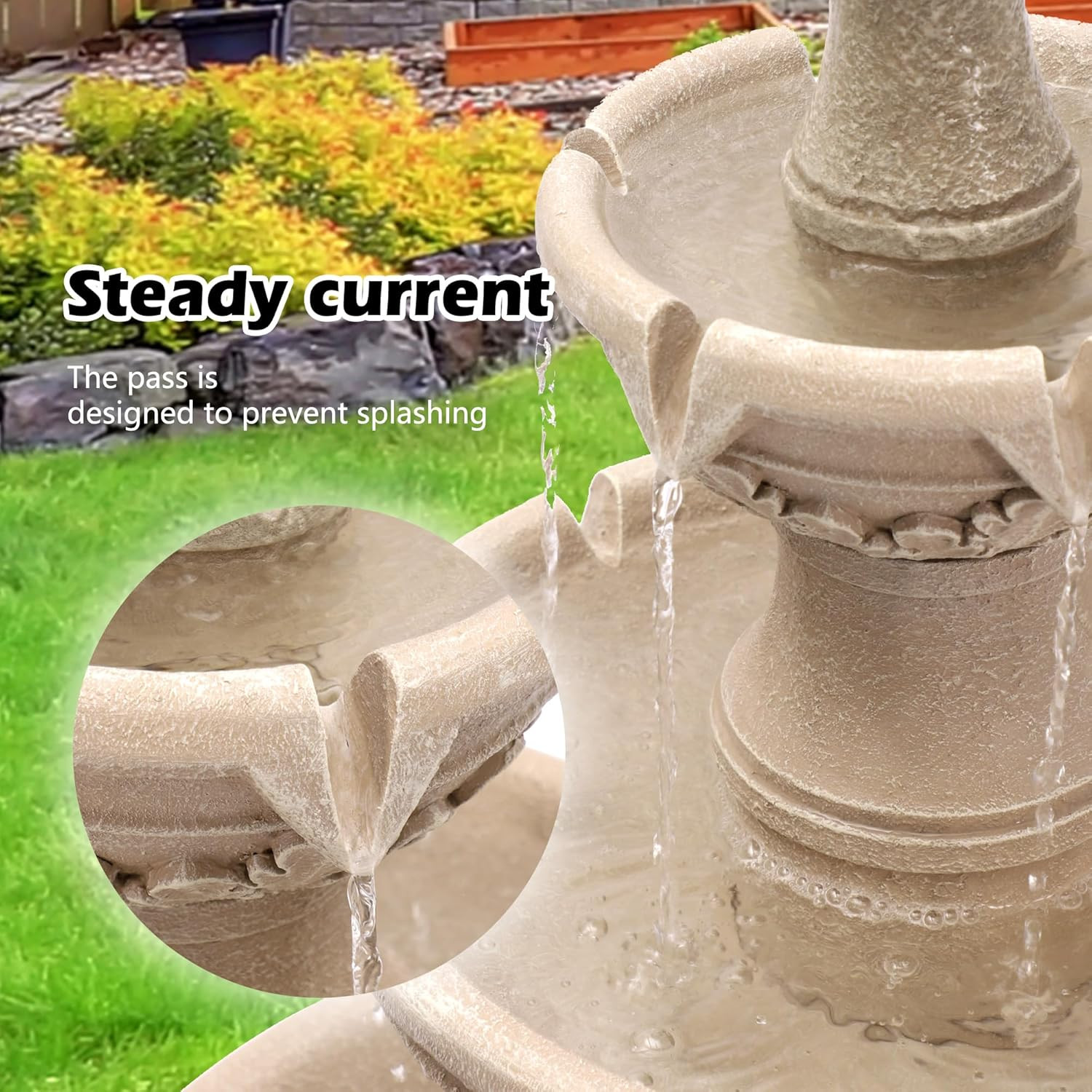 48″ High Solar Italian Feature Freestanding Water Fountain Outdoor and Indoor