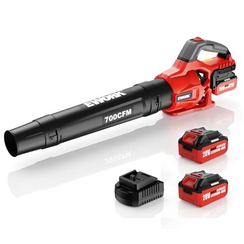 20V Cordless Leaf Blower, Heavy Duty 700CFM 200MPH Electric Leaf Blower Red