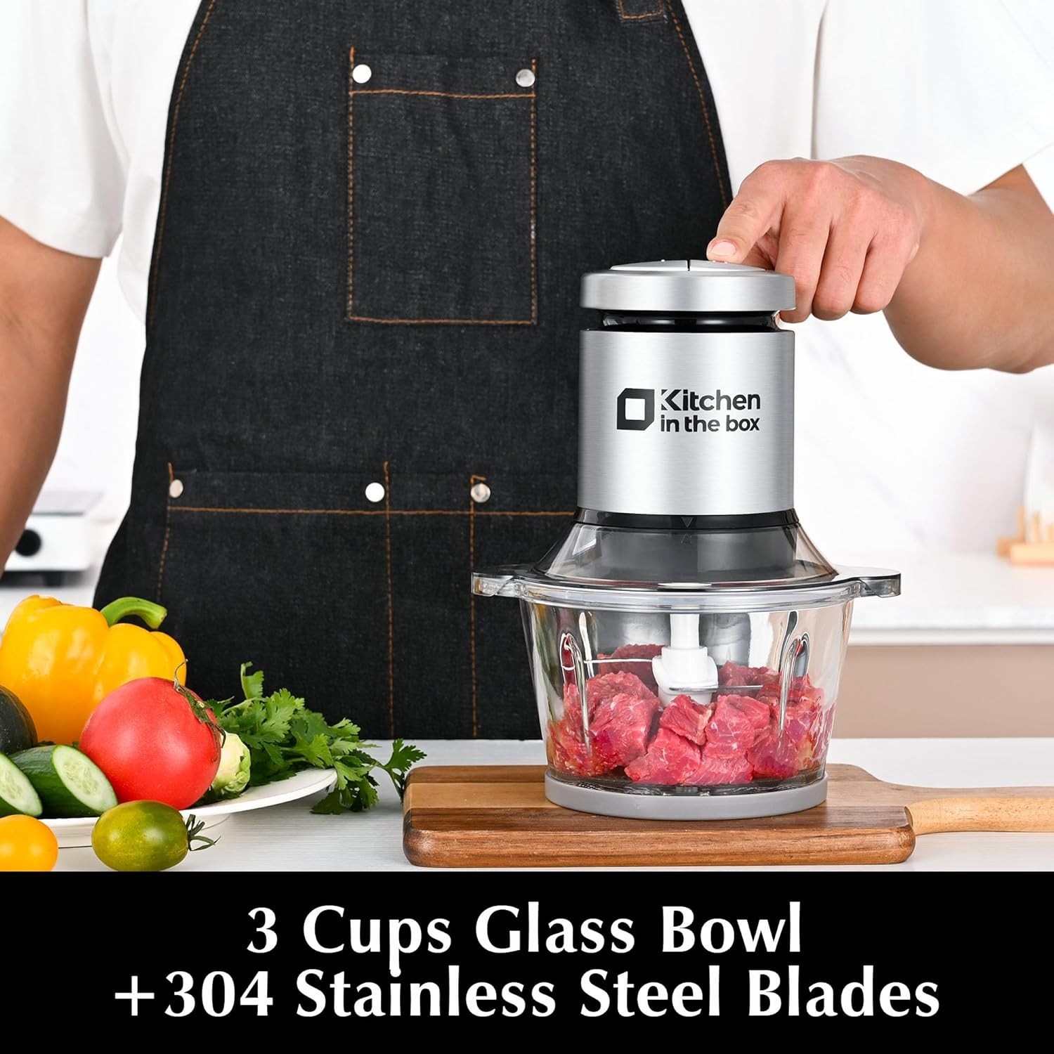 400W Chopper & Grinder – Easy Clean with Dishwasher-Safe Parts & Non-Slip Base