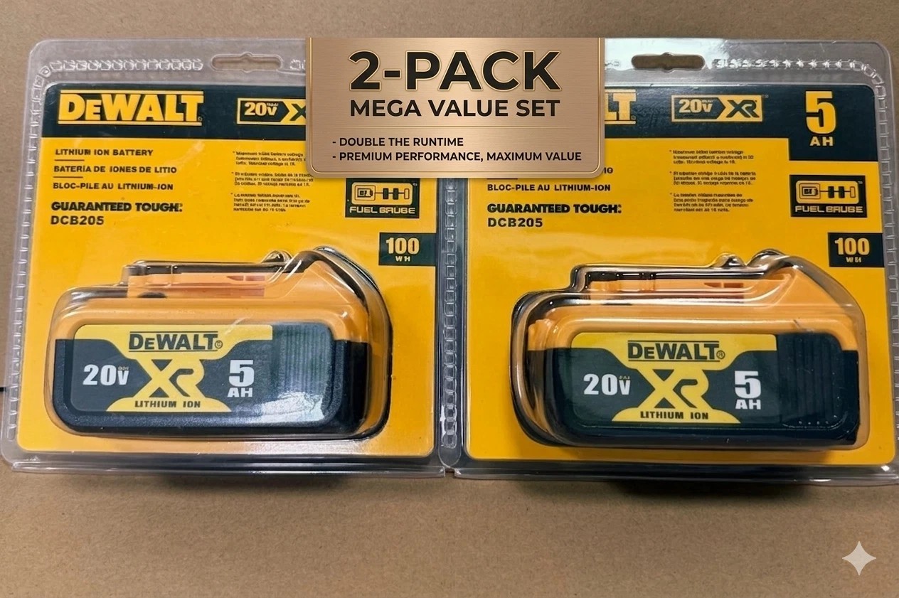2 Pack DEWALT DCB205 20V Max XR 5.0Ah Lithium-Ion Battery New In Pack USA SELLER