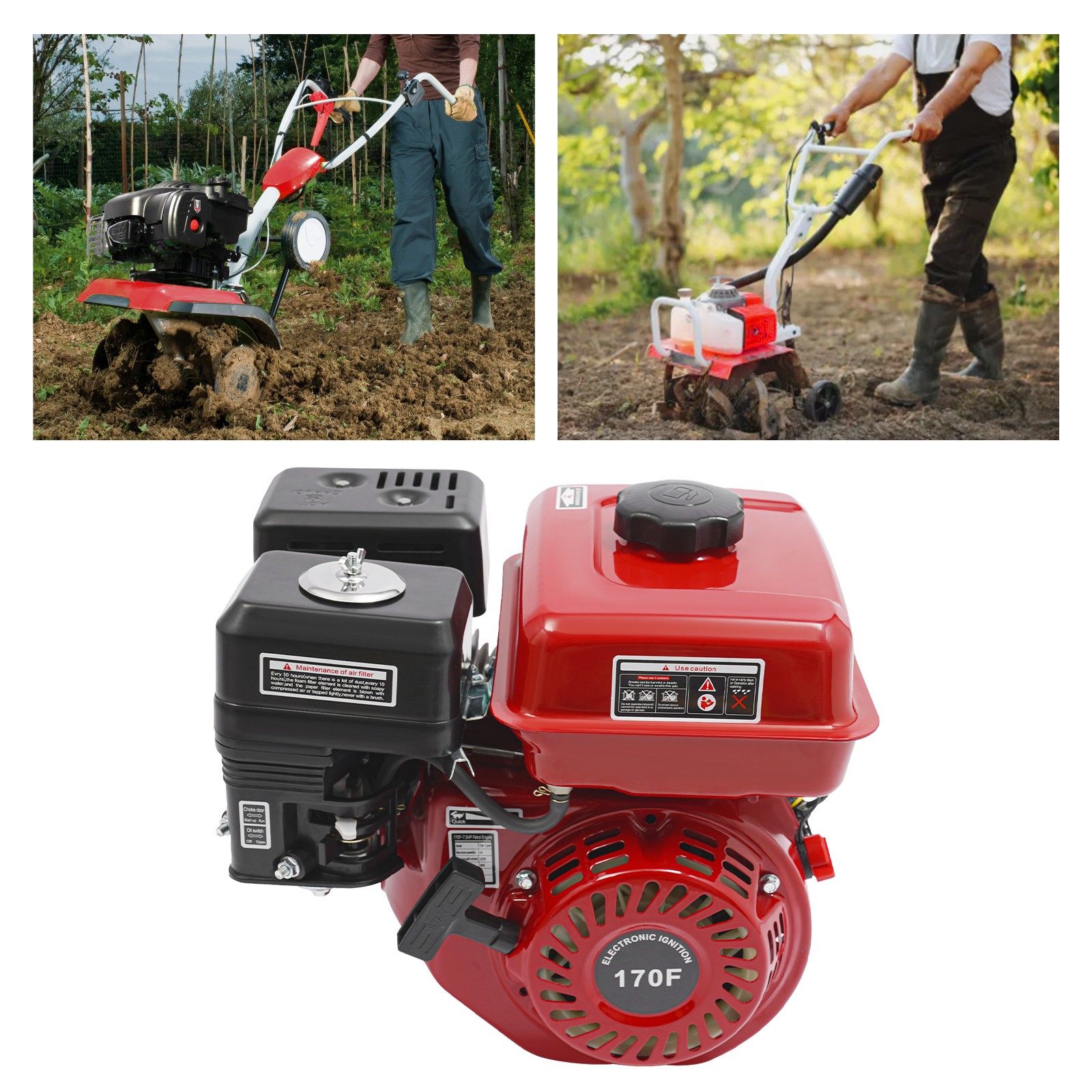4-Stroke 7.5HP Gasoline Engine Pull Start Gasoline Engine Single Cylinder Engine