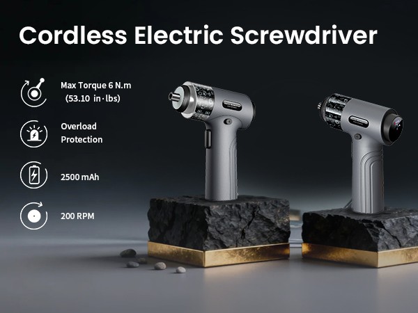 ANXTECH 3.7V Cordless Electric Screwdriver Set Screw Gun Tool with LED Light