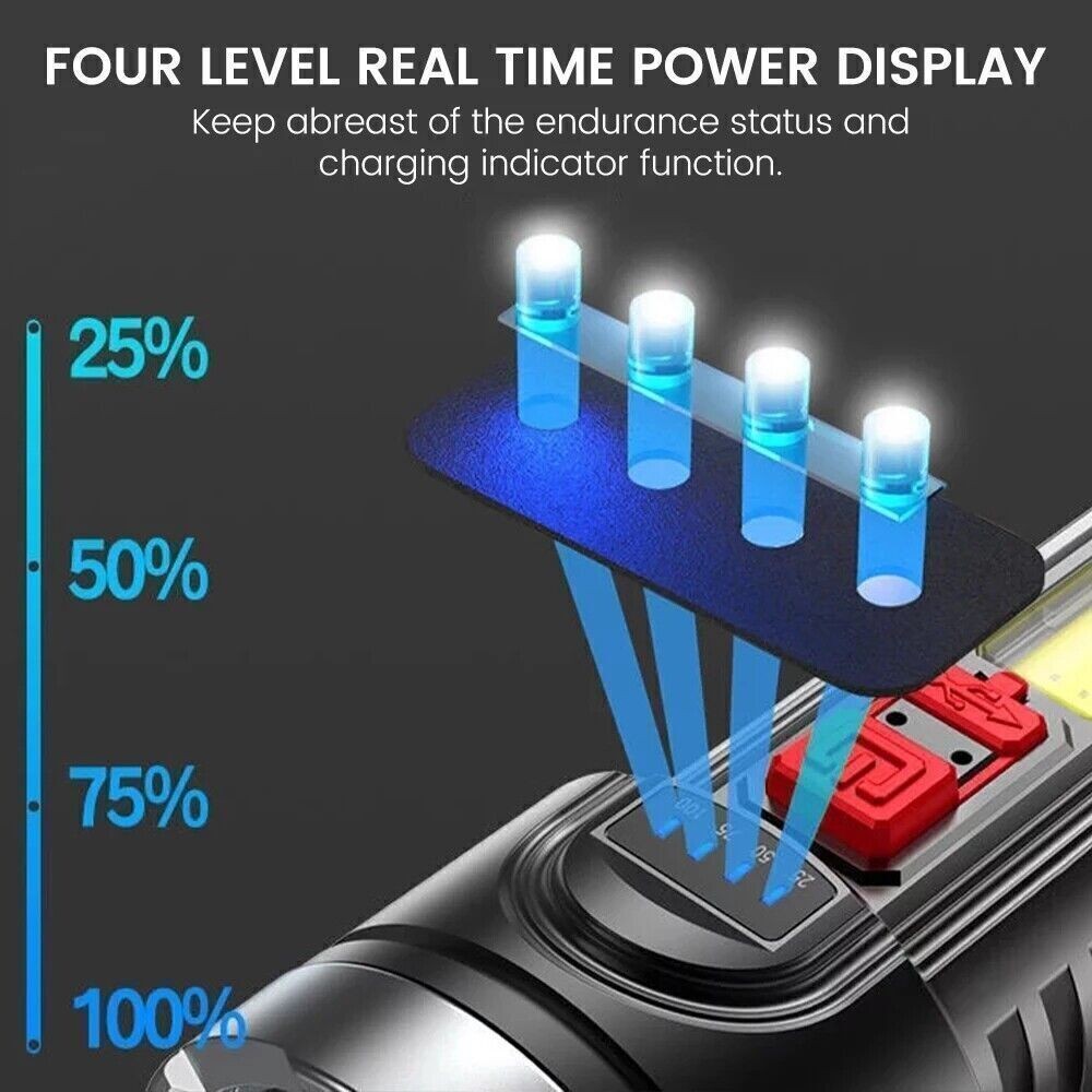 2X 990000000 Lumens Super Bright LED Tactical Flashlight Rechargeable Work Torch