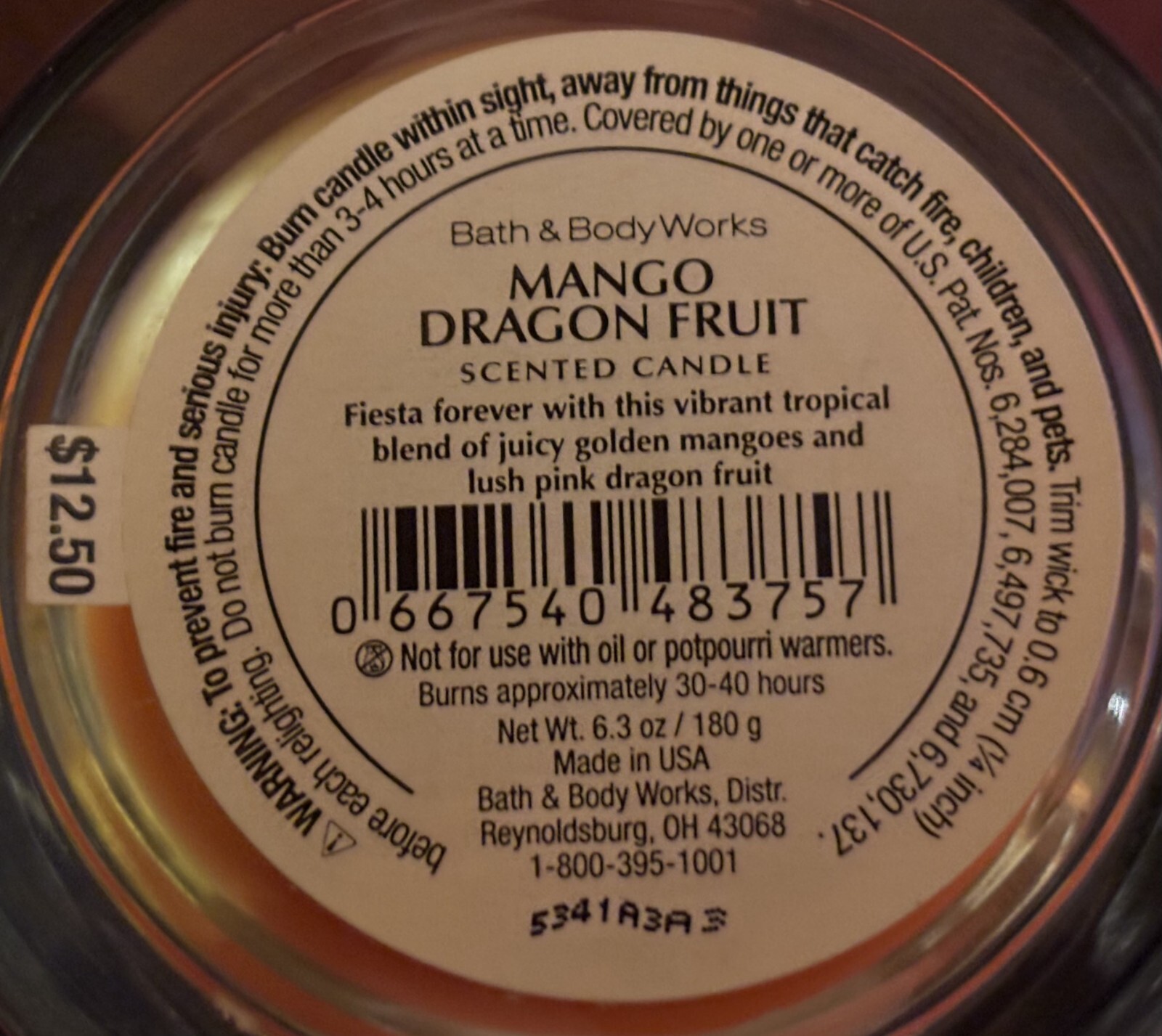 Bath & Body Works MANGO DRAGON FRUIT Single-Wick Candle, 6.3 oz. – NEW, UNLIT